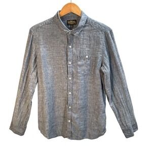 True Religion Mens Blue Linen Button Up Shirt Large Sportswear Preppy Coastal